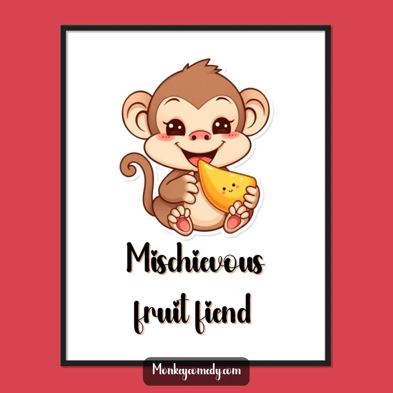 Funny Kawaii Monkey Digital Art - Instant Cute Humorous Decor