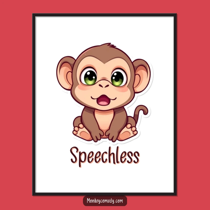 Funny Monkey Surprise Digital Art Print: Instant Astonished Decor for Your Space