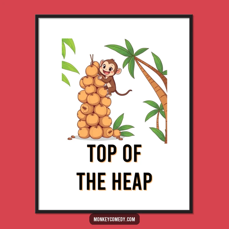 Funny Monkey Coconut Stack Digital Art: Bring Tropical Ambition Home