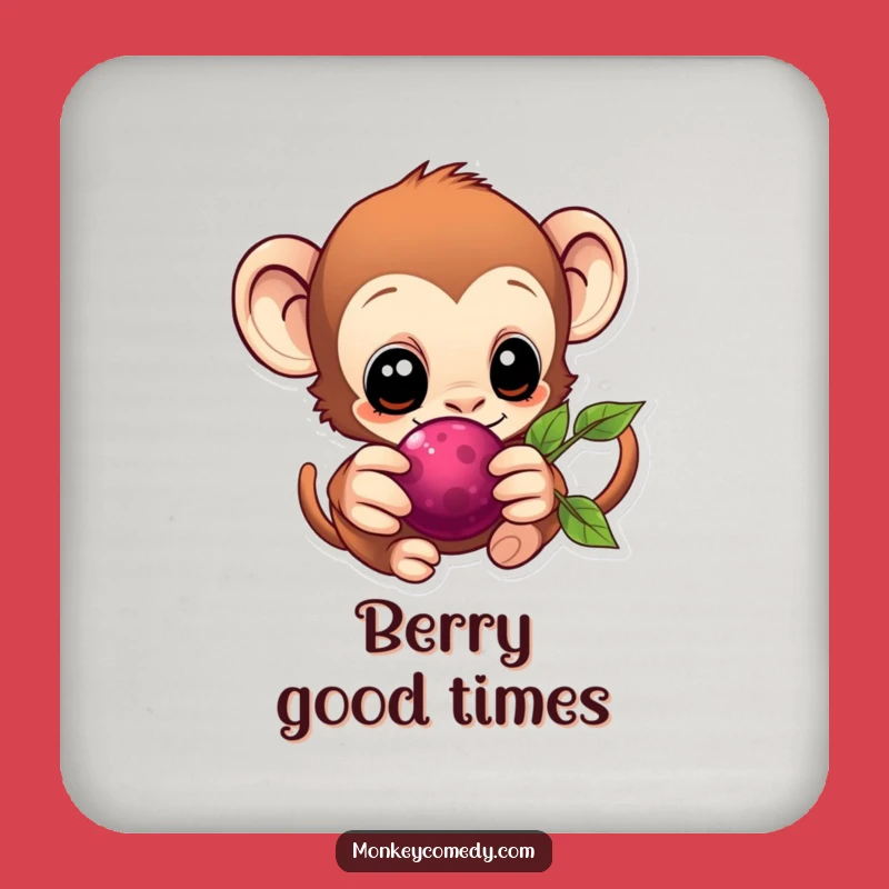 Charming Kawaii Monkey Berry Coaster - Protect Your Surfaces!