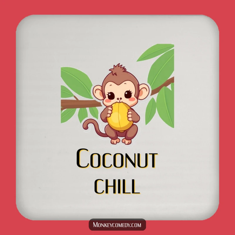 Charming Kawaii Monkey Coconut Coaster - Protect Your Surfaces!
