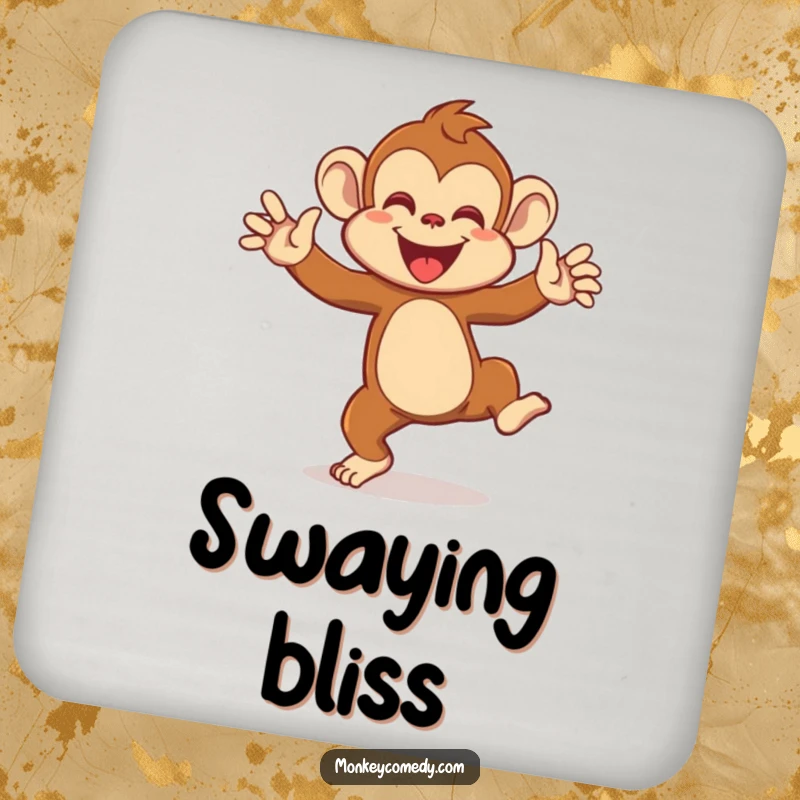 Funny drink coasters showcasing a monkey in a silly, energetic dance pose, adding a humorous touch to any tabletop.