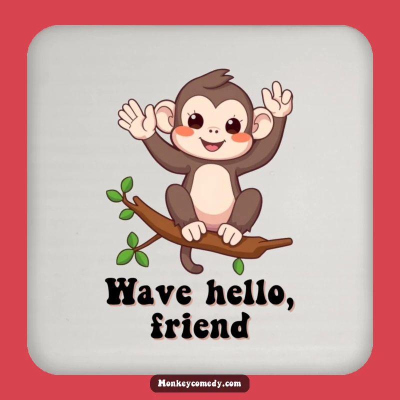 Funny Monkey Waving Coaster - Protect Surfaces with Primate Cheer