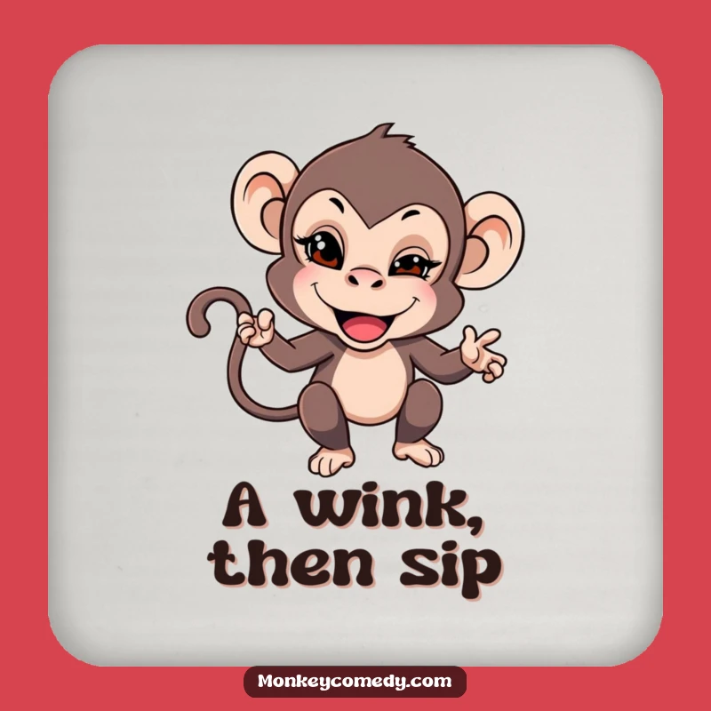 Funny Monkey Wink Coaster - Protect Surfaces with Primate Mischief