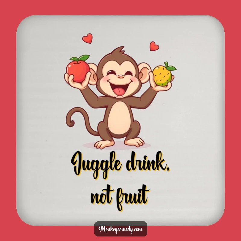Funny Monkey Coaster: Juggling Fruit Protects Surfaces Gift