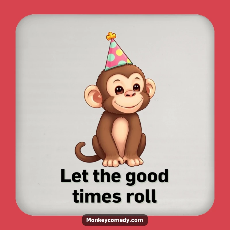 Funny Monkey Party Hat Drink Coaster: Protect Surfaces With Primate-Powered Merriment
