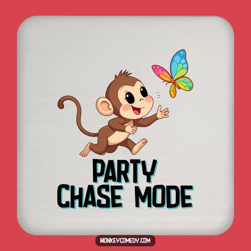 Funny Monkey Chasing Butterfly Coaster: Protect Surfaces with Jungle Fun!