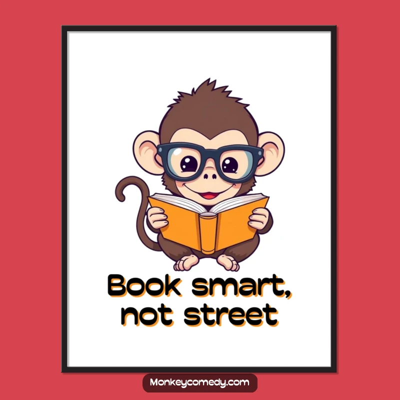 Funny Bookworm Monkey Poster: Hilarious Art for the Academically Inclined