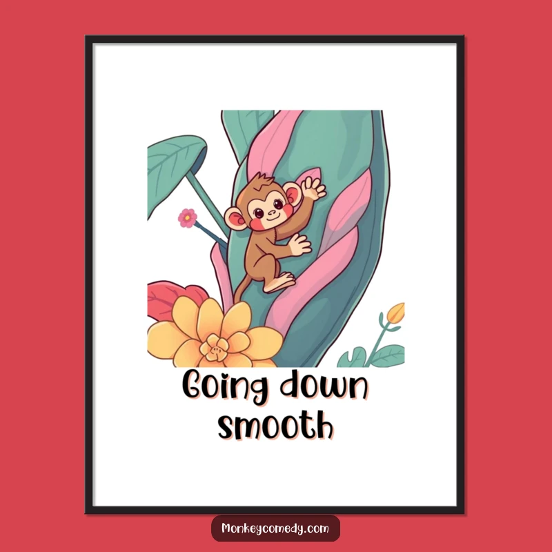 Funny Kawaii Monkey Plant Art Poster - Vibrant and Hilarious Wall Decor Gift