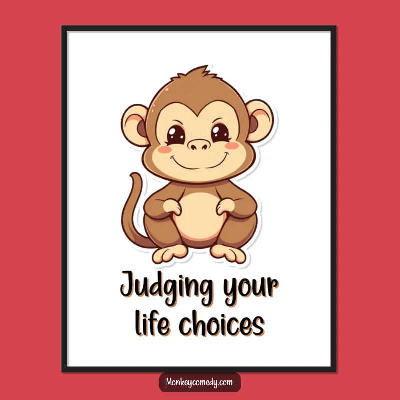 Funny Kawaii Monkey Poster - Hilarious Face Art, Perfect Wall Decor!
