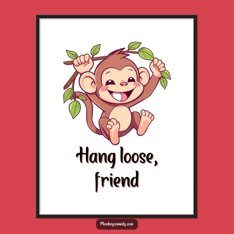 Funny Kawaii Monkey Swinging Poster: Bring Jungle Joy to Your Walls
