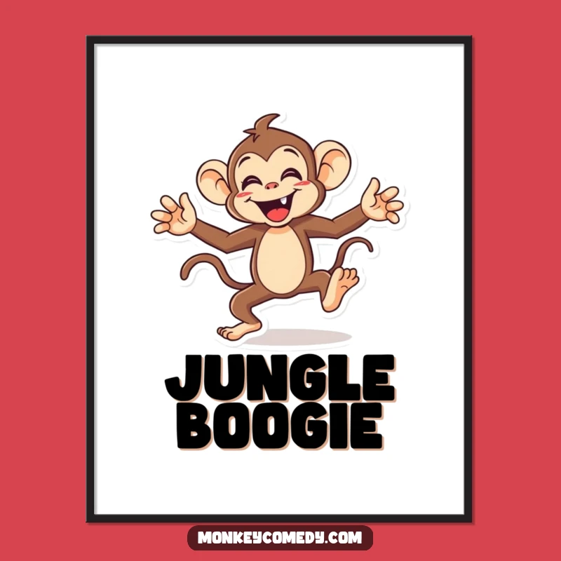 Funny Monkey Art Print - Hilarious Dancing Monkey Poster for Decor