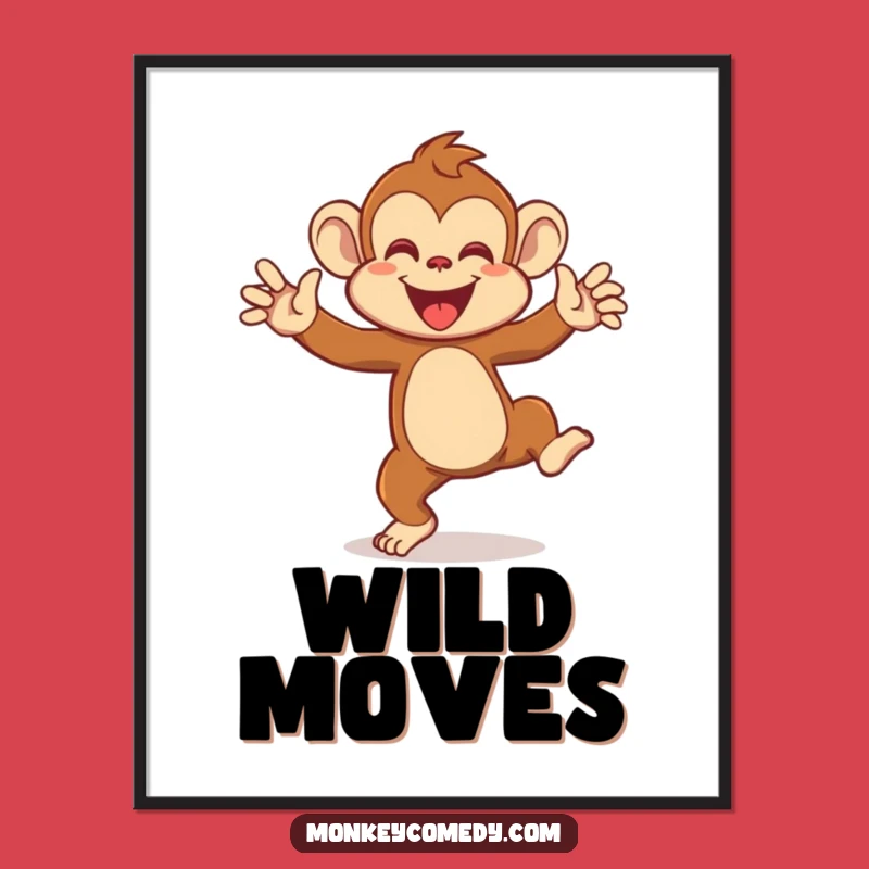 Funny Monkey Dance Poster: Vibrant Wall Art for a Hilarious Primate Party Vibe