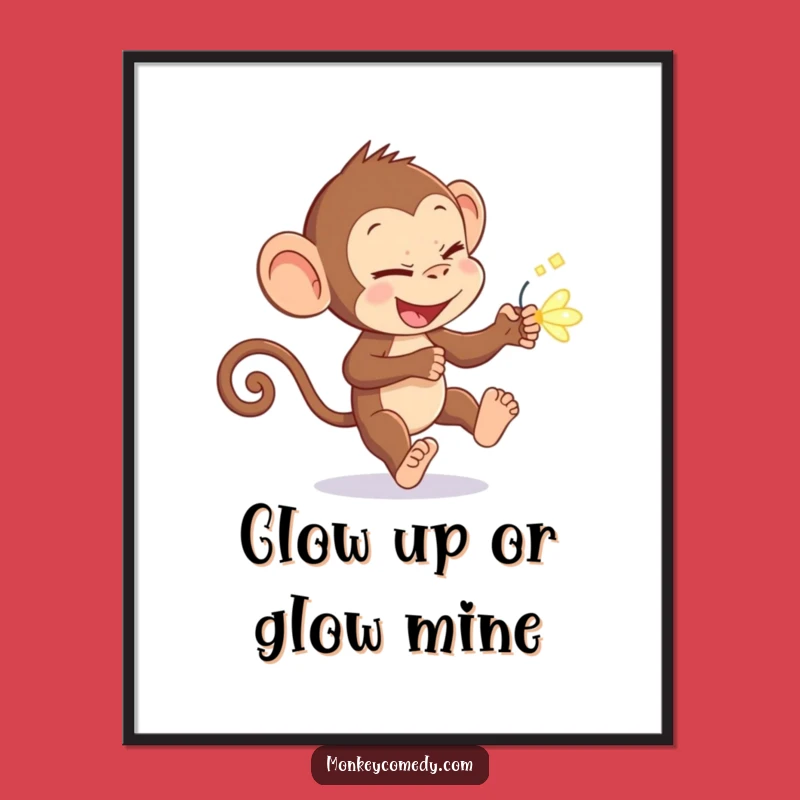 Funny Monkey Firefly Poster: Hilarious Primate's Night Chase Art