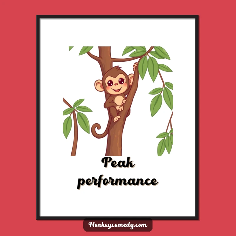 Funny Monkey Poster - Determined Primate Climbing Art