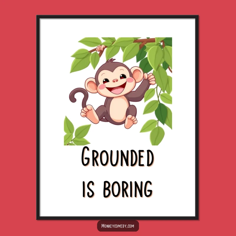 Funny Kawaii Monkey Grin Poster - Adorable Jungle Wall Art