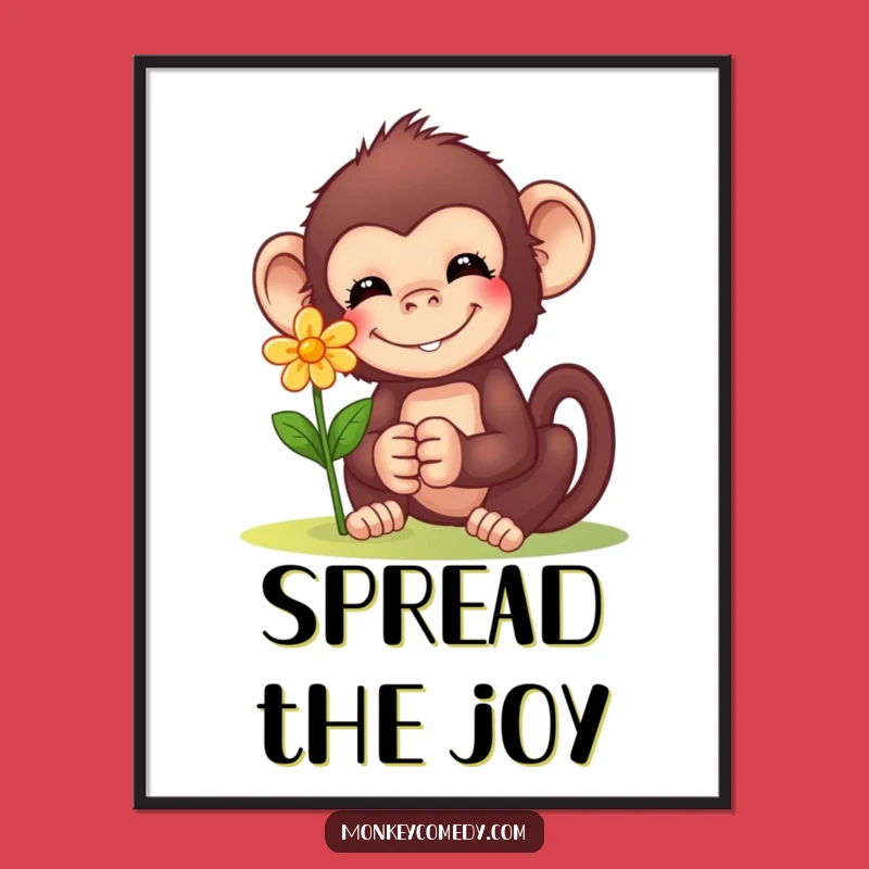 Funny Monkey Flower Poster: Infuse Your Space with Sweetness!