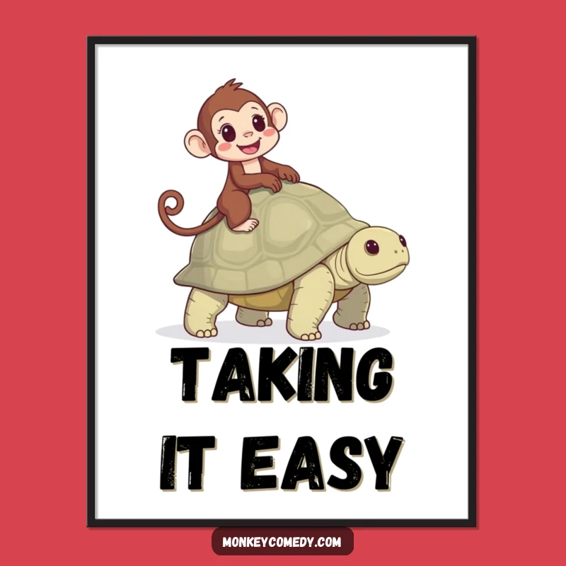 Funny Monkey Tortoise Poster: Bring Joyful Primate Journeys to Your Walls