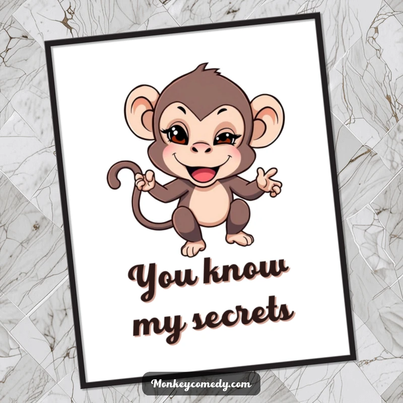 Funny poster of a monkey giving a mischievous wink, adding a touch of playful teasing and character to decor.