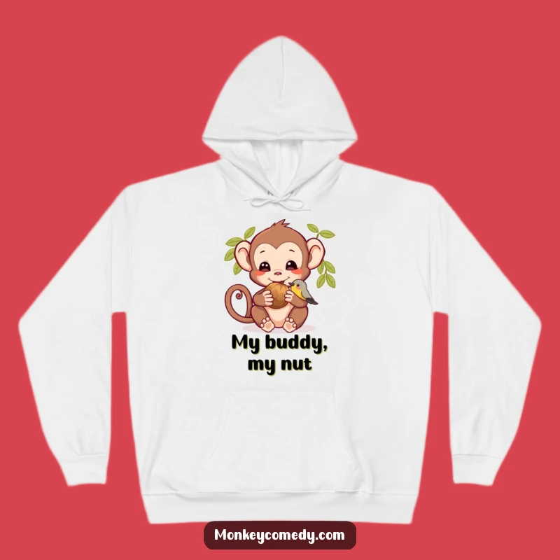 Cozy Funny Monkey & Bird Hoodie: Warm Animal Friendship Apparel for Chilly Days