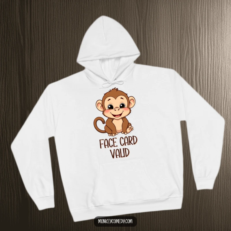 Funny hoodie featuring a monkey pulling a funny face and striking a silly pose, perfect for staying warm and looking amusing.