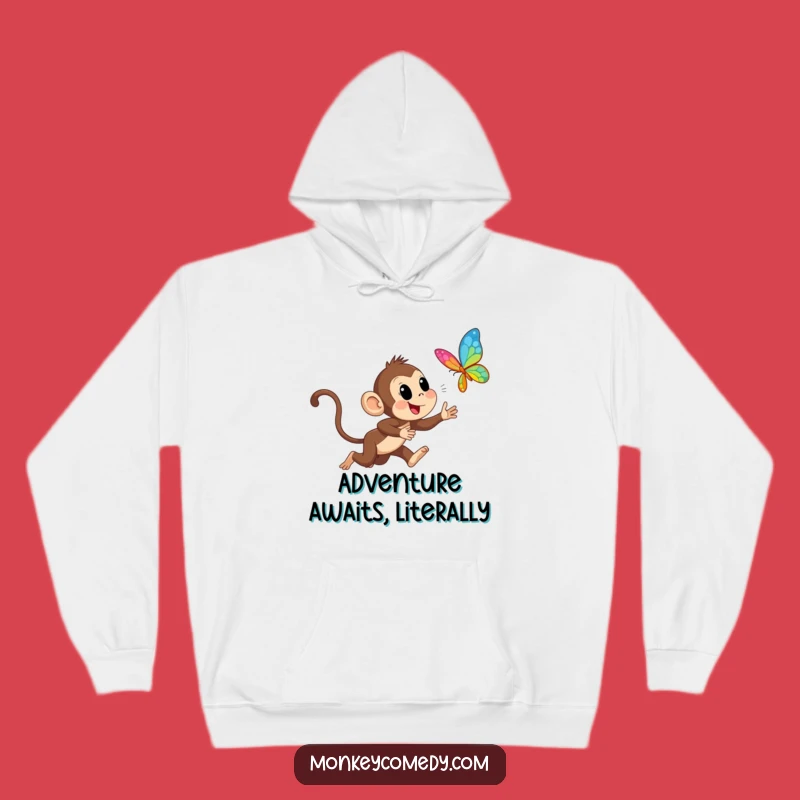Funny Monkey Chasing Butterfly Hoodie: Cozy Up with This Humorous Jungle Adventure!