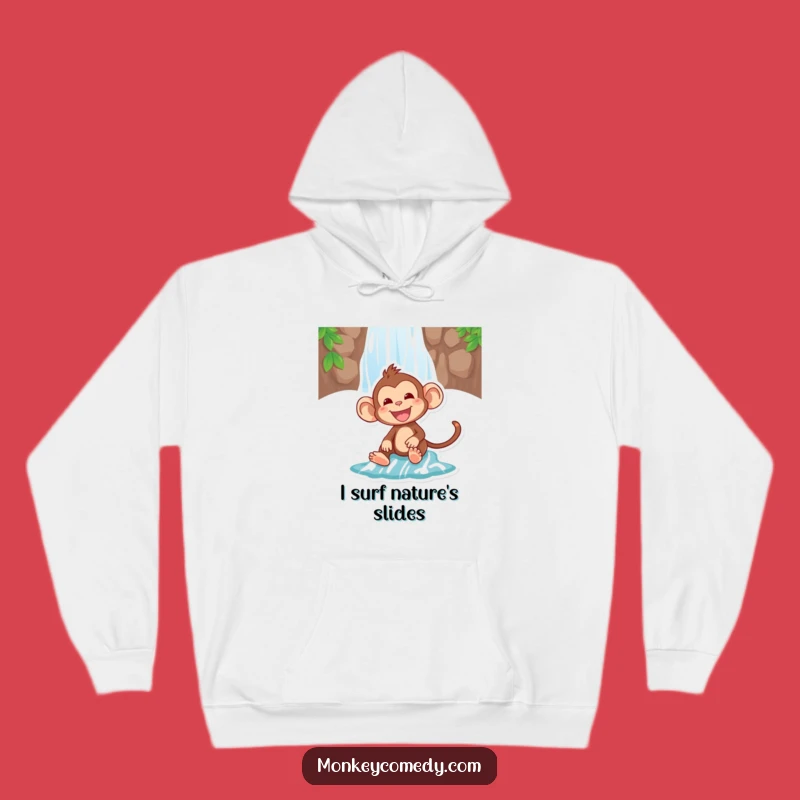 Funny Monkey Waterfall Hoodie - Cozy & Hilarious Adventure Wear for Fun Lovers
