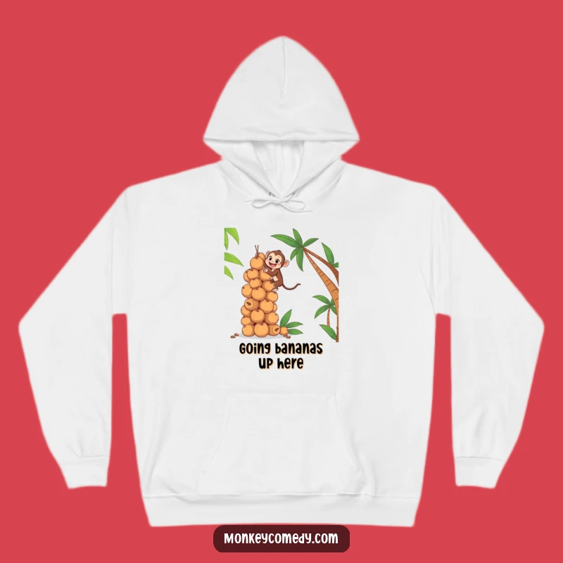 Funny Monkey Coconut Stack Hoodie: Stay Warm While Reaching for Goals
