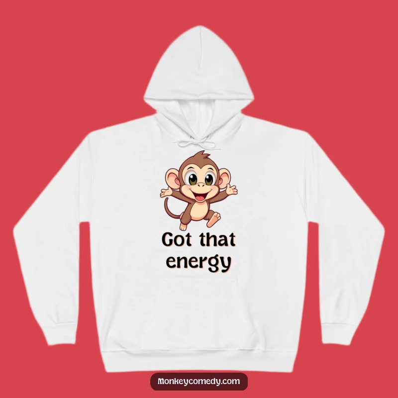 Cozy Funny Kawaii Monkey Leaping Hoodie: Warmth For Your Enthusiasm