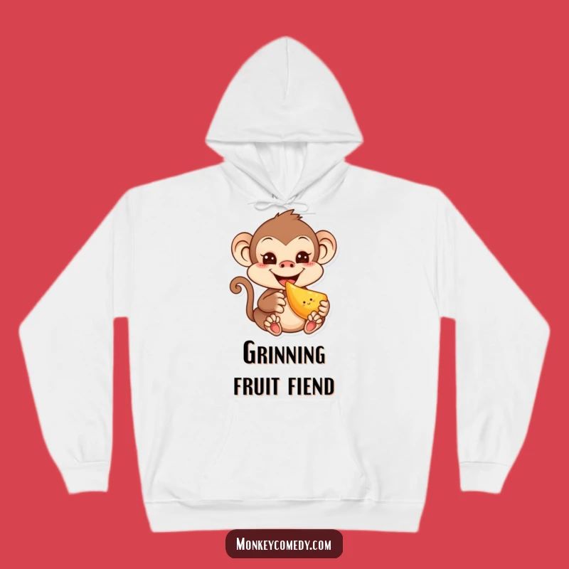 Funny Kawaii Monkey Fruit Hoodie - Cozy Humorous Gift for Cute Lovers