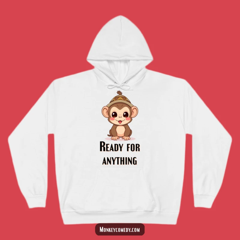 Kawaii Monkey Explorer Hoodie - Cozy Funny Adventure Sweatshirt, Great Funny Gift Idea