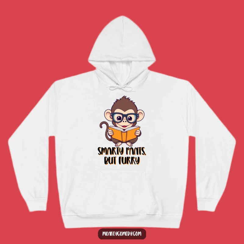 Funny Bookworm Monkey Hoodie: Cozy & Smart Comfort for Intellectuals
