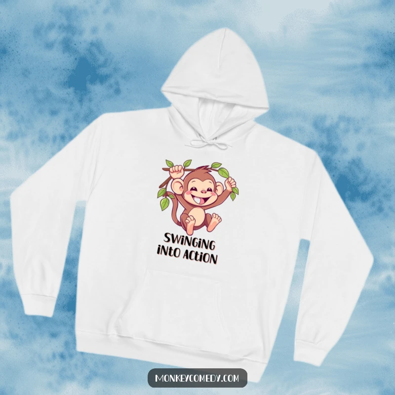 Funny Kawaii Monkey Hoodie: A happy, grinning monkey swings on a vine, offering warmth and a dose of jungle-themed amusement.