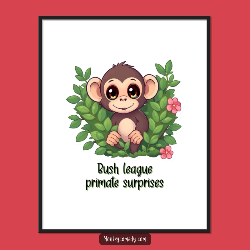 Funny Free Printable Wall Art: Monkey Bush Peekaboo Downloadable Decor