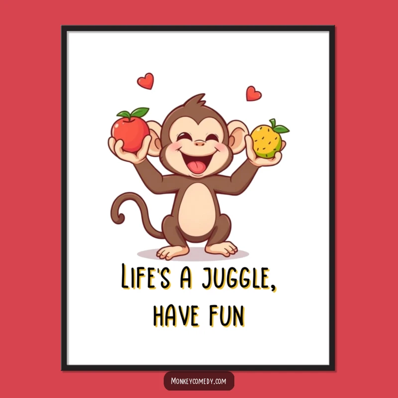 Free Printable Juggling Monkey Wall Art: Fruity Fun Downloadable Decor