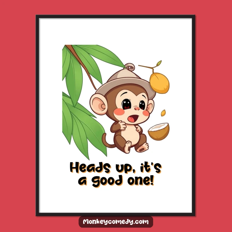 Free Printable Monkey Art: Hat Surprise Downloadable Wall Decor, Funny DIY Gift