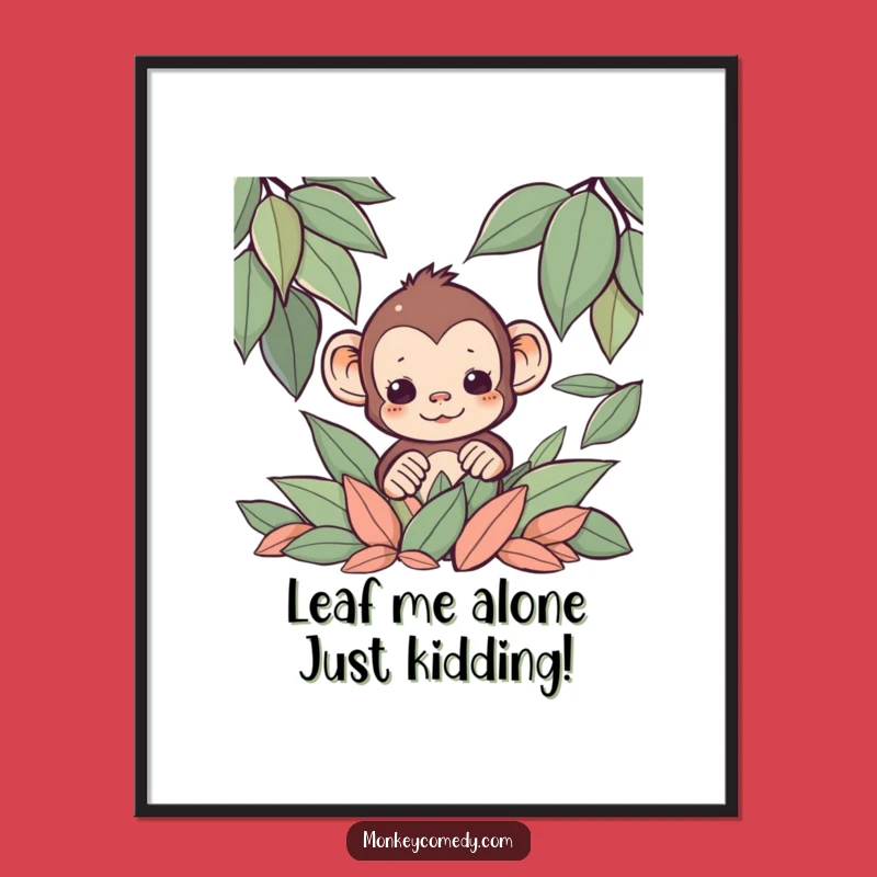Free Printable Wall Art: Funny Kawaii Monkey Peeking - Humorous Downloadable Decor