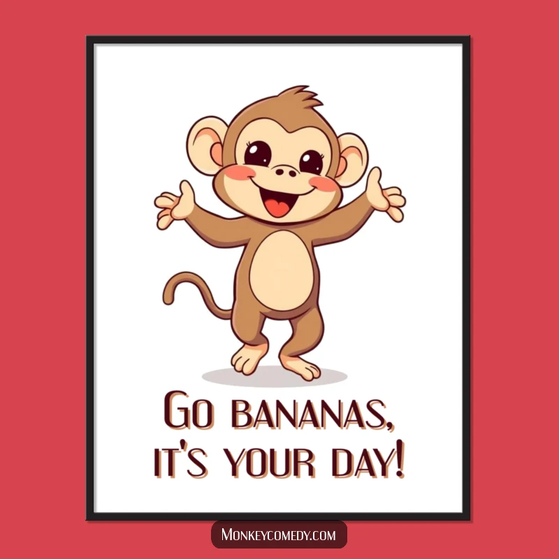 Free Printable Wall Art Kawaii Monkey Silly Dance Funny Downloadable Decor