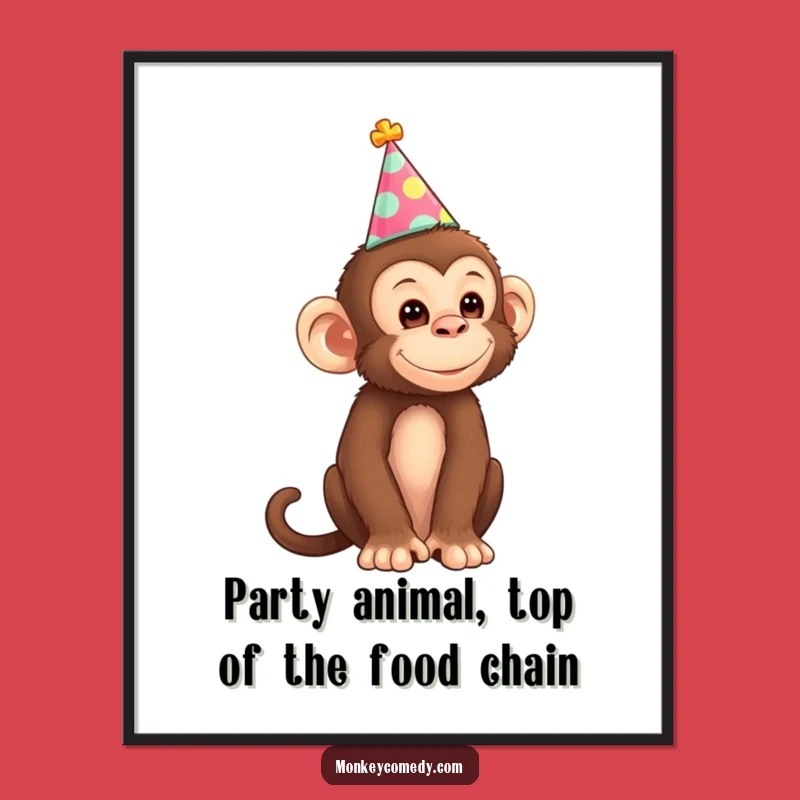 Funny Free Printable Wall Art: Amusing Monkey Party Hat Downloadable Art for Home Decor