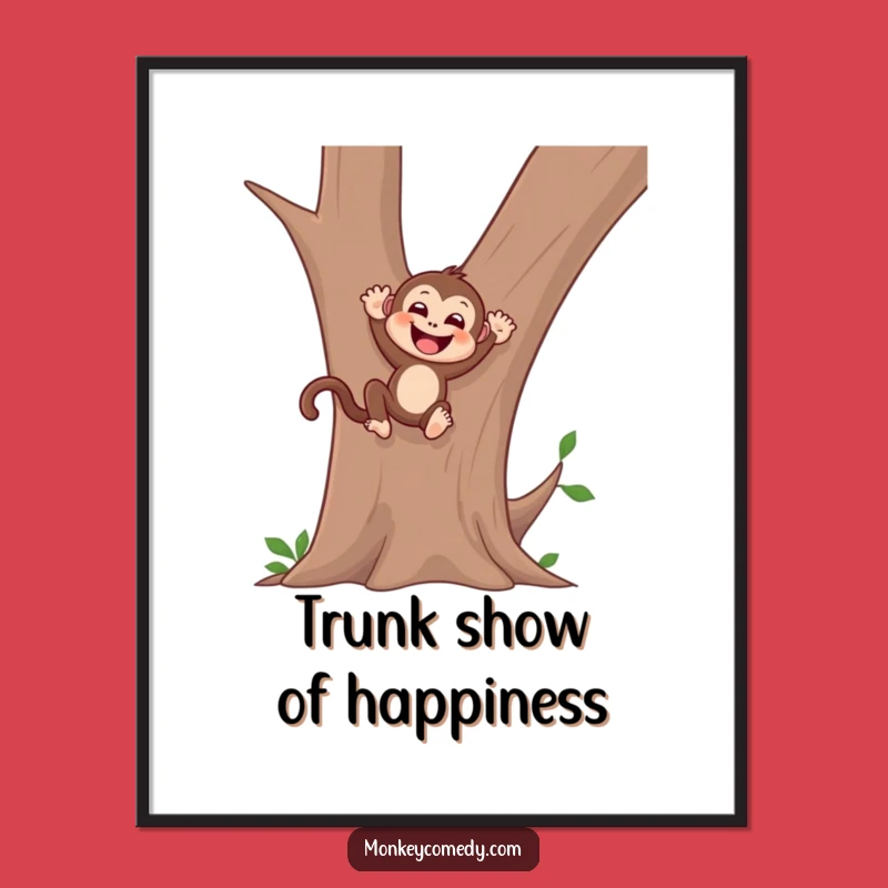 Funny Free Printable Wall Art: Gleeful Monkey Slide, Cute Downloadable Decor
