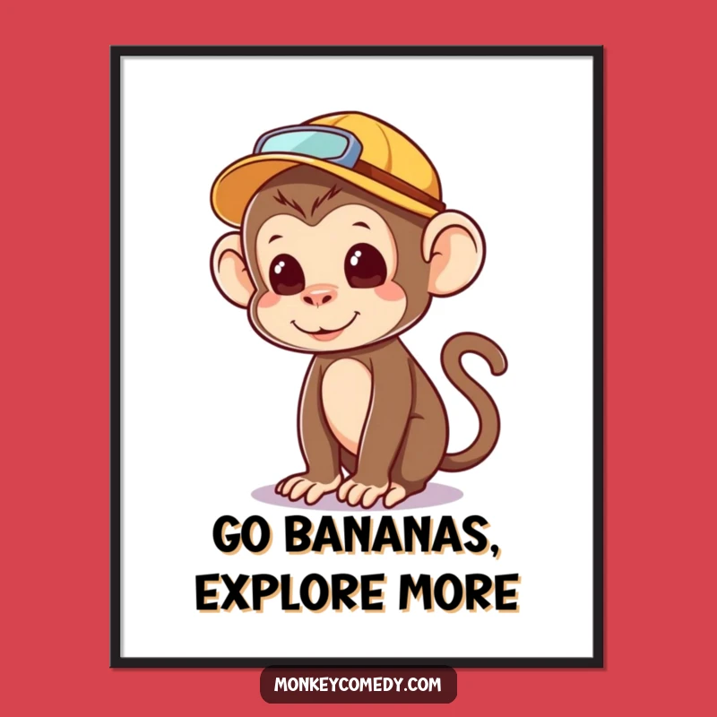Witty Free Printable Wall Art: Explorer Monkey Exploring, Downloadable Decor