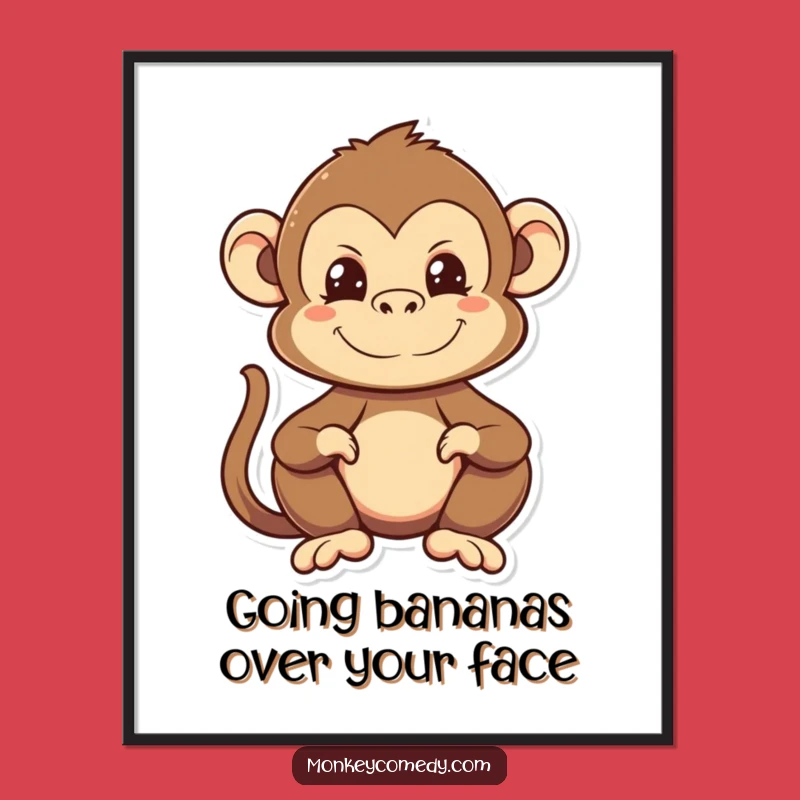 Funny Monkey Face Free Printable Wall Art - Hilarious Kawaii Downloadable Poster for Kids Room Decor