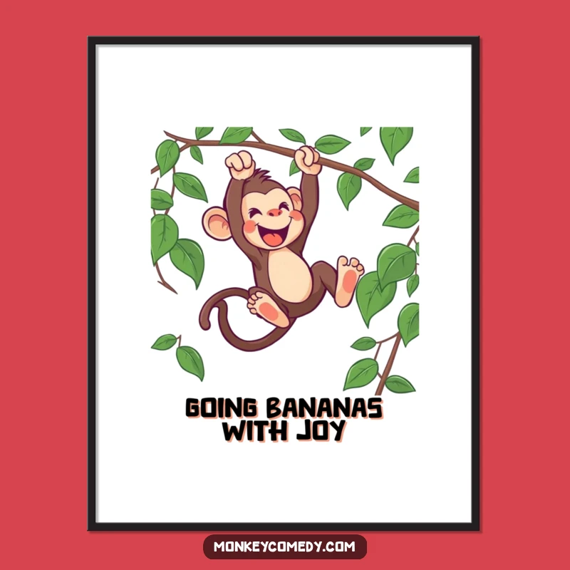 Funny Free Printable Wall Art: Energetic Monkey Swing, Cute Downloadable Decor