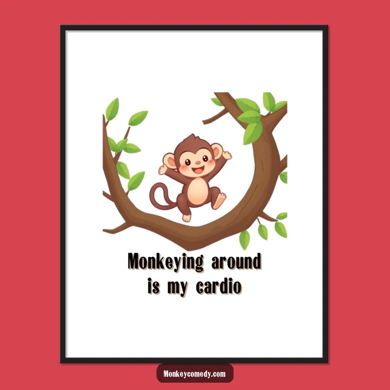 Free Printable Kawaii Monkey Wall Art: Energetic Leap Downloadable Art!