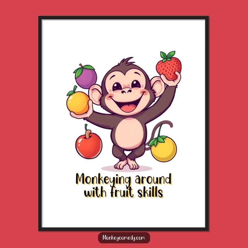 Funny Free Printable Wall Art: Juggling Monkey, Downloadable Playful Gift!