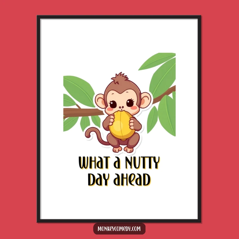 Curious Monkey Coconut Free Printable Wall Art - Whimsical Kawaii Downloadable Poster for Playful Decor