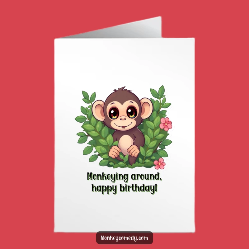 Free Printable Birthday Card: Surprised Monkey Bush Pop Funny Gift