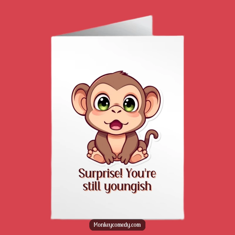 Free Printable Birthday Card: Surprised Monkey Wide Eyes Downloadable Greeting for Shocking Fun