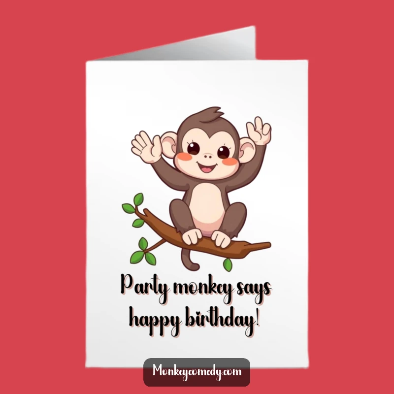 Free Printable Birthday Card: Waving Monkey Hello! Downloadable Gift.