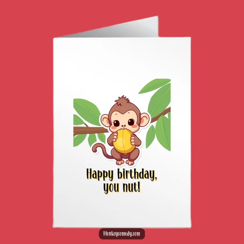 Curious Monkey Coconut Free Printable Birthday Card - Whimsical Downloadable Greeting for Nature Lovers